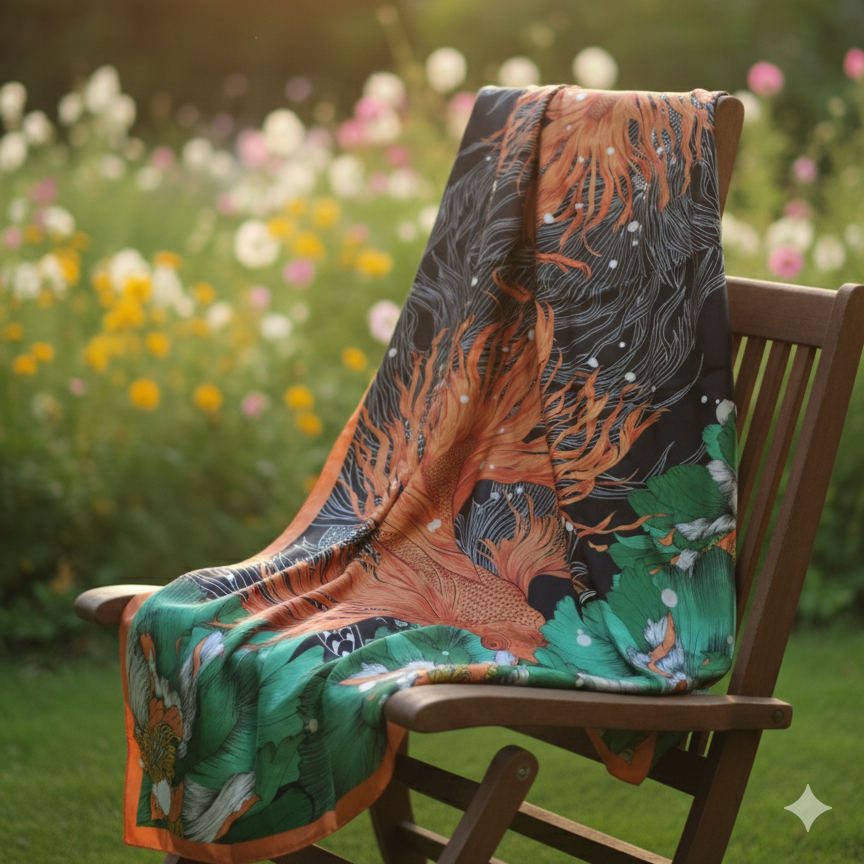 Galaxy Shine Premium Silk Scarf – Black Printed Hijab