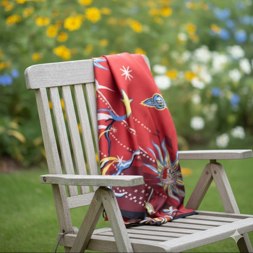 Galaxy Shine Premium Silk Scarf – Red Printed Hijab