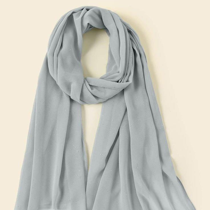Silver Georgette Hijab – Soft, Lightweight & Everyday Wear