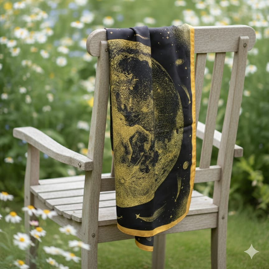 Galaxy Shine Premium Silk Scarf – Black Printed Hijab